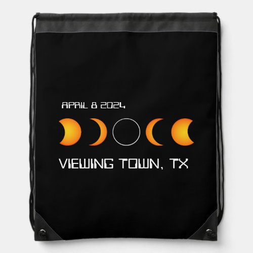 Total Solar Eclipse 2024 Personalized Town Memory Drawstring Bag
