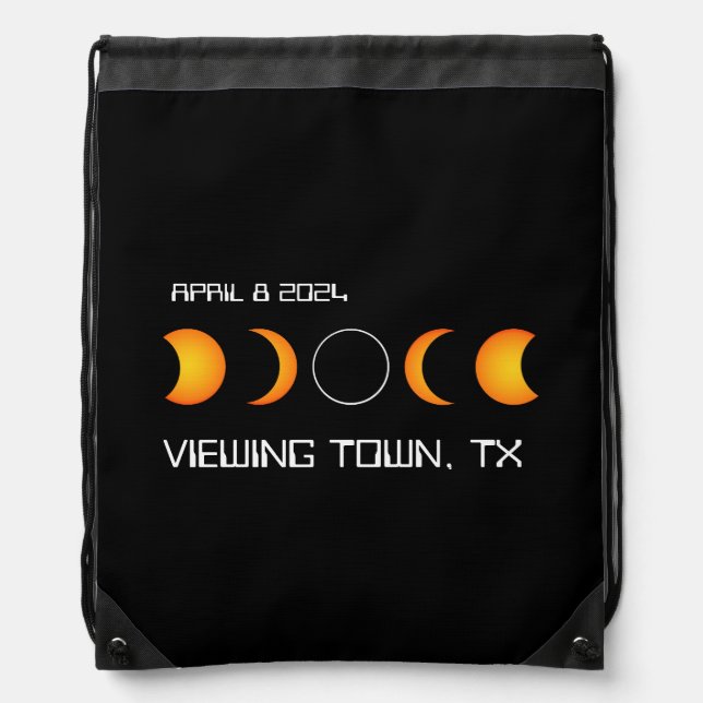 Total Solar Eclipse 2024 Personalized Town Memory Drawstring Bag (Front)