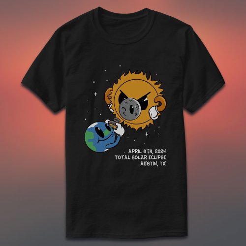 Total Solar Eclipse 2024 Photobomb Custom Location T_Shirt