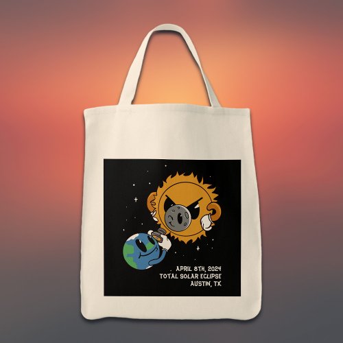 Total Solar Eclipse 2024 Photobomb Custom Location Tote Bag