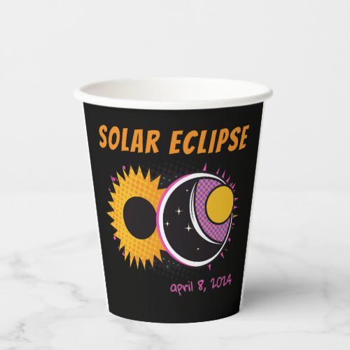 Total solar eclipse 2024 pop art design paper cups