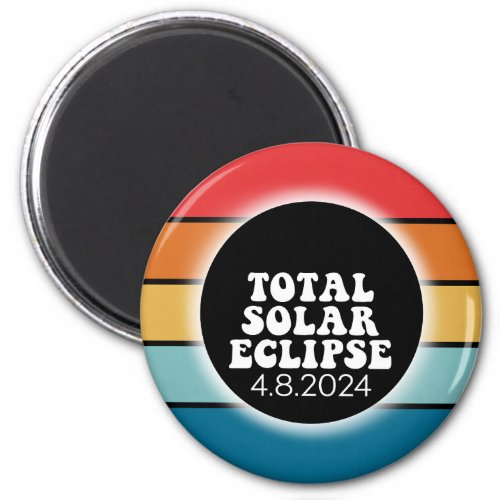 Total Solar Eclipse _ 2024 retro design Magnet