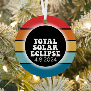 Total Solar Eclipse - 2024 retro design Metal Ornament