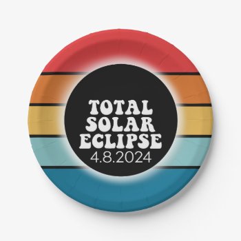 Total Solar Eclipse - 2024 Retro Design Paper Plates by ForTeachersOnly at Zazzle