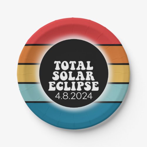 Total Solar Eclipse _ 2024 retro design Paper Plates