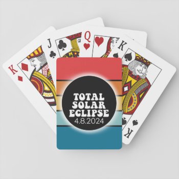 Total Solar Eclipse - 2024 Retro Design Playing Cards by ForTeachersOnly at Zazzle