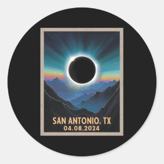 Total Solar Eclipse 2024 San Antonio Texas Classic Round Sticker