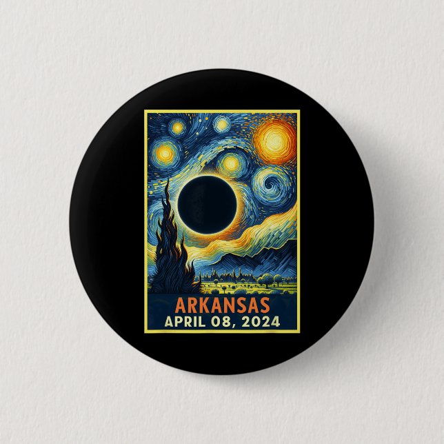 Total Solar Eclipse 2024 Starry Night  Button (Front)