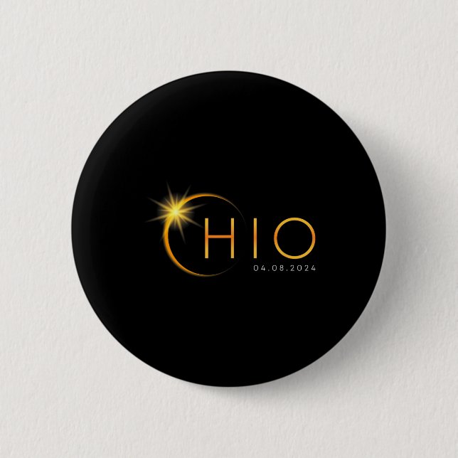 Total Solar Eclipse 2024 State Ohio Totality April Button (Front)