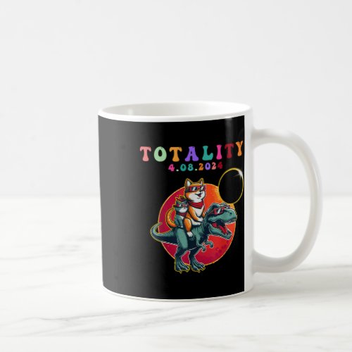 Total Solar Eclipse 2024 T Rex Dog And Cat Totalit Coffee Mug