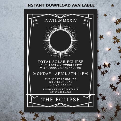 Total Solar Eclipse 2024 Tarot Viewing Party Invitation