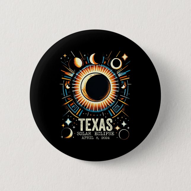 Total Solar Eclipse 2024 Texas April 8 Abstract Mo Button (Front)