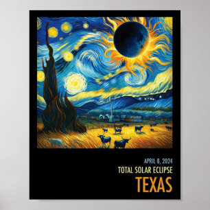 Total Solar Eclipse 2024 Texas Poster
