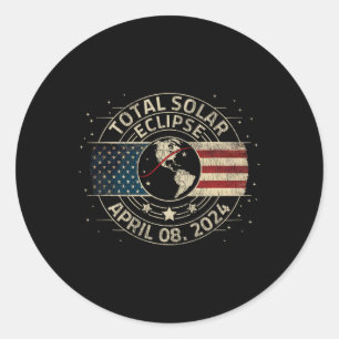 Total Solar Eclipse 2024 Totality Eclipse Path 04. Classic Round Sticker