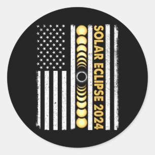 Total Solar Eclipse 2024 Totality Phases US Americ Classic Round Sticker