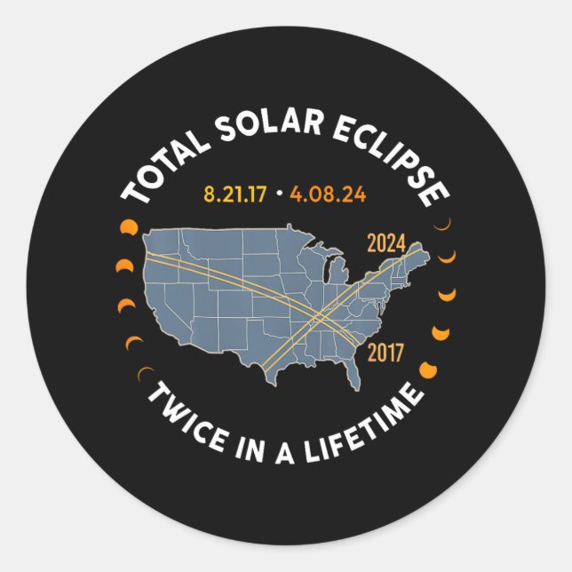 Total Solar Eclipse 2024 Twice In A Lifetime 2017  Classic Round Sticker (Front)