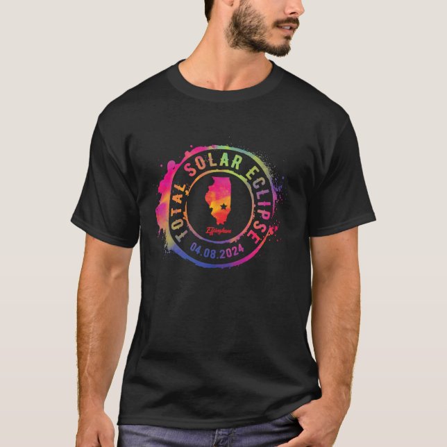 Total Solar Eclipse 2024 USA Illinois Effingham To T-Shirt (Front)