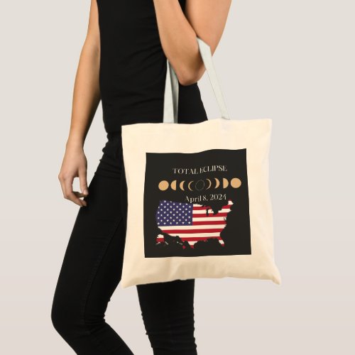 Total Solar Eclipse 2024 USA Map Path of Totality Tote Bag