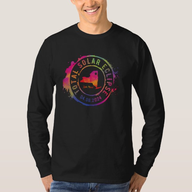 Total Solar Eclipse 2024 USA New York Lake Placid  T-Shirt (Front)