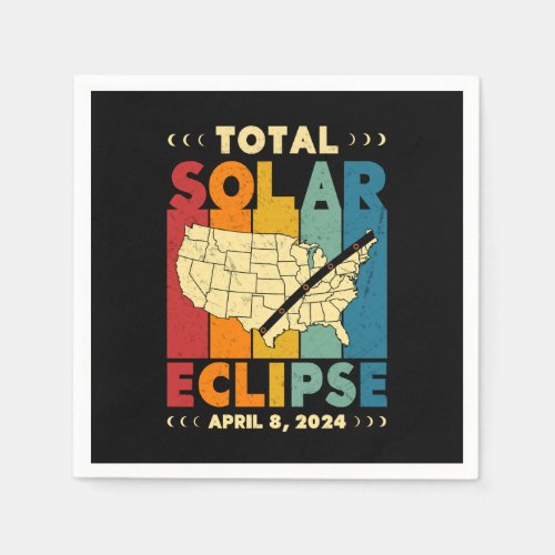 Total Solar Eclipse 2024 USA Path of Totality Map Napkins