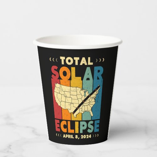 Total Solar Eclipse 2024 USA Path of Totality Map Paper Cups
