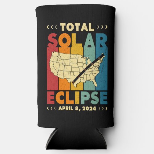Total Solar Eclipse 2024 USA Path of Totality Map Seltzer Can Cooler