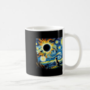 Total Solar Eclipse 2024 Van Gogh Starry Night Cat Coffee Mug