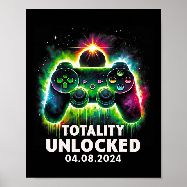 Total Solar Eclipse 2024 Video Game Colorful 1  Poster (Front)