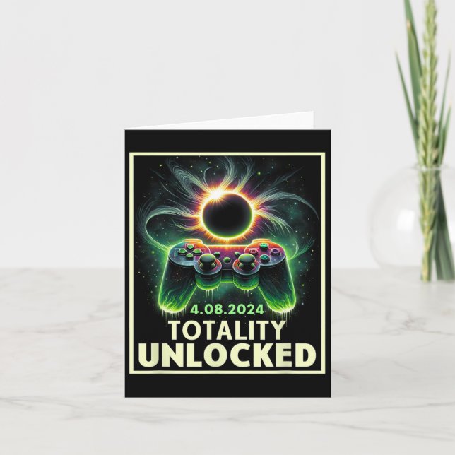 Total Solar Eclipse 2024 Video Game Controller Boy Card (Front)