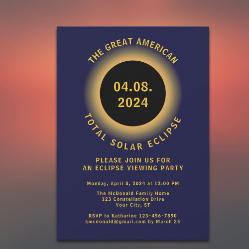 2024 AMERICAN TOTAL SOLAR ECLIPSE VIEWING PARTY INVITATION Gabriel