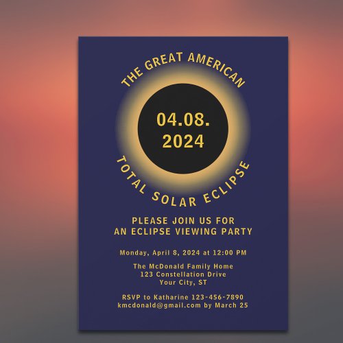 Total Solar Eclipse 2024 Viewing Party Invitation