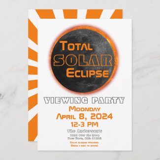 Total Solar Eclipse 2024 Viewing Party Moon Sun Invitation