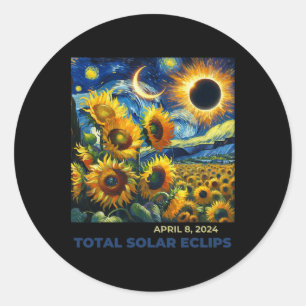 Total Solar Eclipse 2024 Vincent Van Gogh Art Sunf Classic Round Sticker