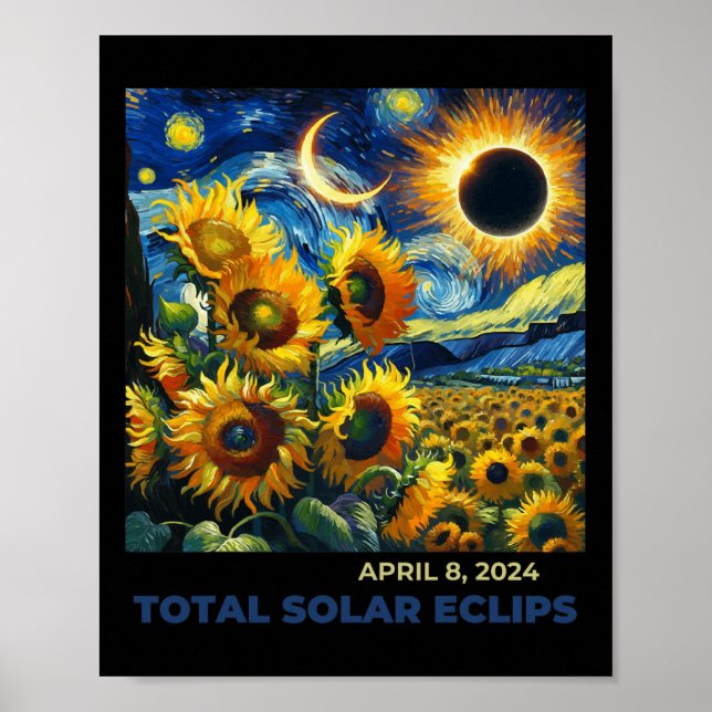 Total Solar Eclipse 2024 Vincent Van Gogh Art Sunf Poster (Front)