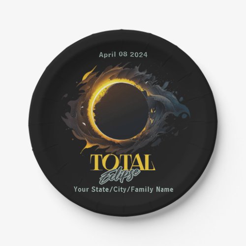 Total Solar Eclipse 2024 Your City State Cosmic Paper Plates