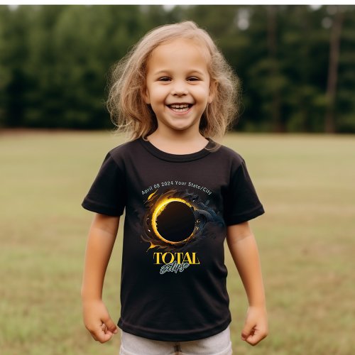 Total Solar Eclipse 2024 Your City State Kids T_Shirt