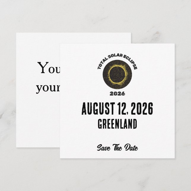 Total Solar Eclipse 2026 Custom Save The Date Card (Front/Back)