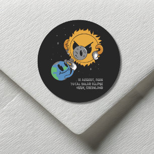 Total Solar Eclipse 2026 Greenland Photobomb Classic Round Sticker