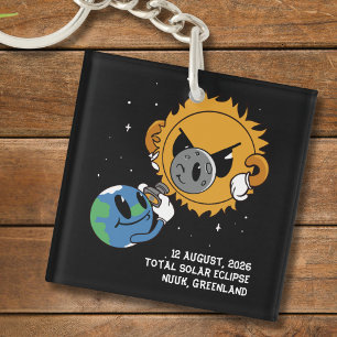 Total Solar Eclipse 2026 Greenland Photobomb Keychain