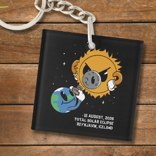 Total Solar Eclipse 2026 Iceland Photobomb Keychain