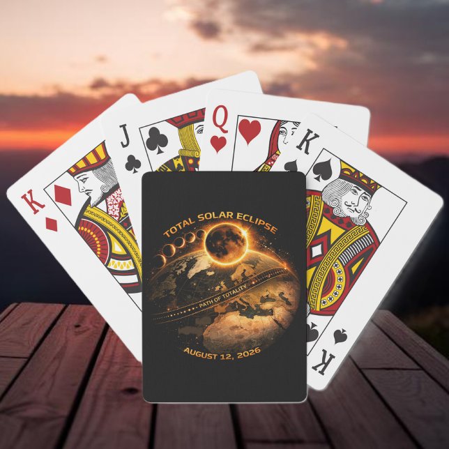 Total Solar Eclipse 2026 Path of Totality Poker Cards (Zazzle Total Solar Eclipse 2026 Path of Totality Poker Cards )
