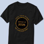 Total Solar Eclipse 2026 Personalized T-Shirt<br><div class="desc">Celebrate the Total Solar Eclipse on August 12th,  2024 in Greenland,  Iceland and Spain with this personalized T-shirt.  Change the family name and any of the text to customize.</div>
