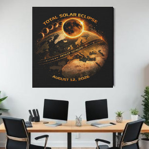 Total Solar Eclipse 2026 Souvenir Path of Totality Faux Canvas Print