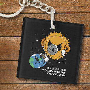 Total Solar Eclipse 2026 Spain Photobomb Keychain
