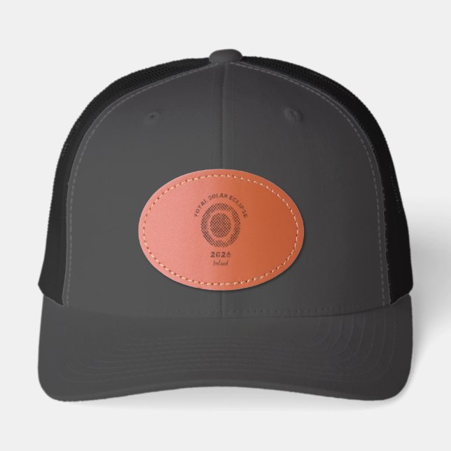 Total Solar Eclipse 2026 Trucker Leather Patch Hat (Front)