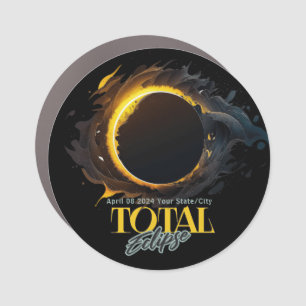 Total Solar Eclipse 2026 Your City State Black  Car Magnet