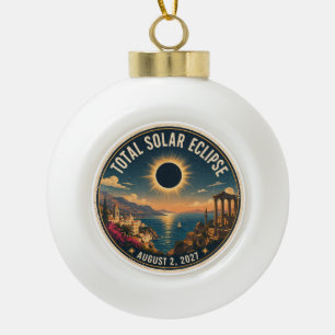 Total Solar Eclipse 2027 Ceramic Ball Christmas Ornament
