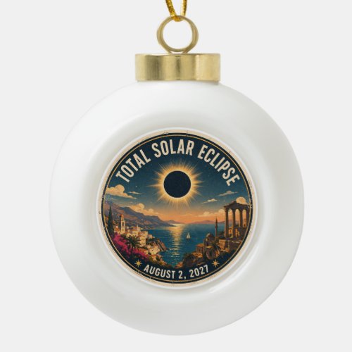 Total Solar Eclipse 2027  Ceramic Ball Christmas Ornament