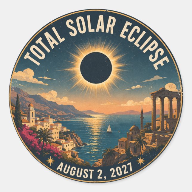 Total Solar Eclipse 2027  Classic Round Sticker (Front)