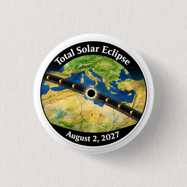 Total Solar Eclipse 2027 Map Button (Front)